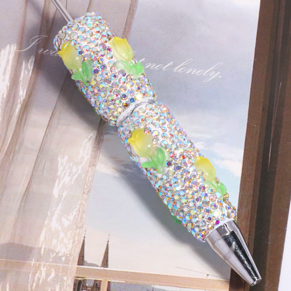 Wholesale wholesale beadable pens  flower diamond pen full diamond bead pen DIY